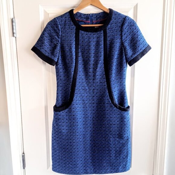 Boden Metallic Blue Tweed Wool Dress - Picture 1 of 7